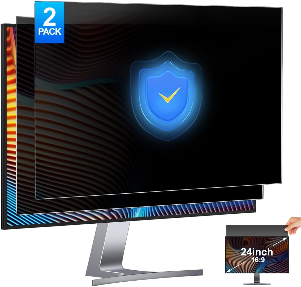 Privacy Filter 2Pack - 2er-Pack 24-Zoll-Computer-Sichtschutzfilter, Anti-Spionage-Glare-Schutzfolie für Breitbildmonitor mit