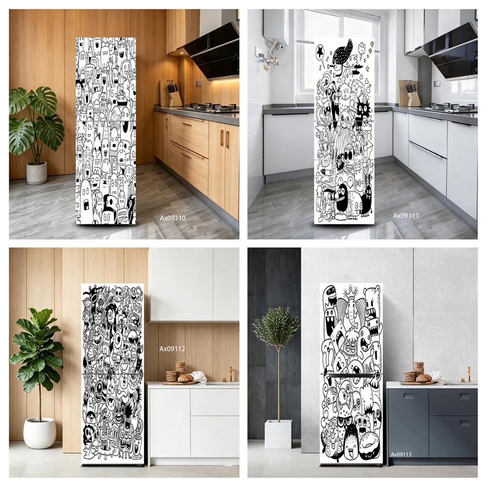 Schwarz-weißer Line-Art-Doodle – Full Cover Adhesive Bewertung und Preis
